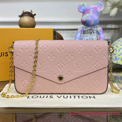 M67856 Louis Vuitton Félicie Pochette Monogram Empreinte Leather (Rose ...
