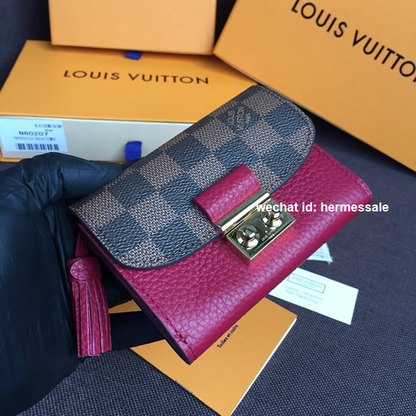 Louis Vuitton N60216 Croisette Compact Wallet Damier Ebene Canvas Lie De Vin
