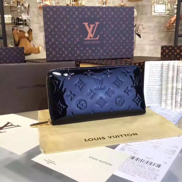 Louis Vuitton M93522 Zippy Wallet Monogram Vernis Leather Black